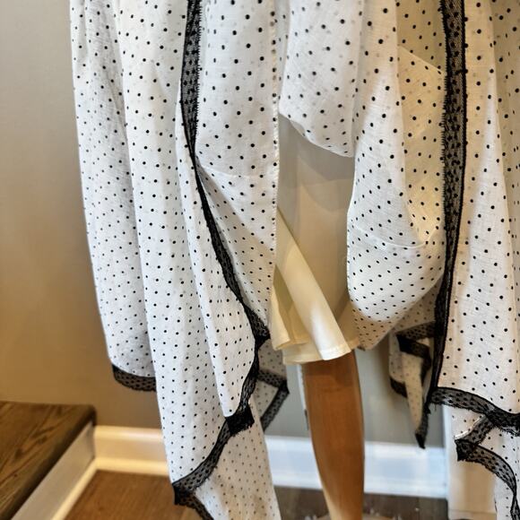 VTG Miss Elliette Dress 4 Polka Dot Black Lace Handkerchief White Goth Coquette - Picture 7 of 15